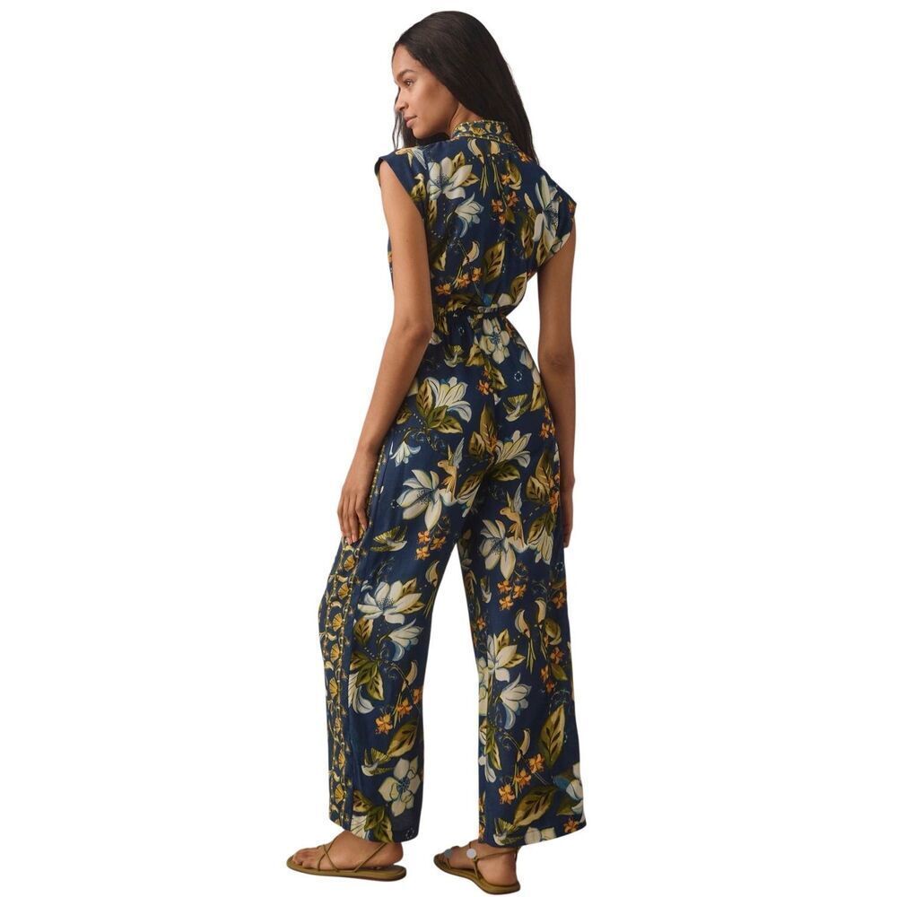 Farm Rio‎ x Anthropologie Hummingbird Floral Jumpsuit Small - Picture 2 of 6